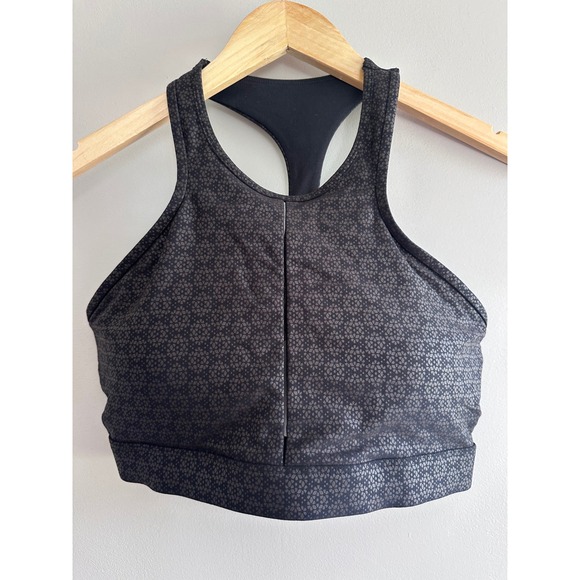 ZYIA Active Light n Tight Sports Bra Cutout Back Black Floral Print L - Picture 1 of 5